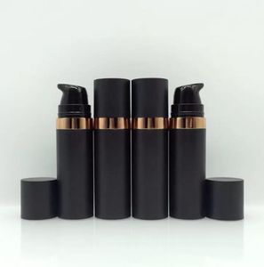 Vente en gros 15ml givré noir en plastique pompe sans air bouteille taille de voyage contenants cosmétiques rechargeables pour Lotion crème pour les yeux Essence nettoyant pour le visage sortie d'usine