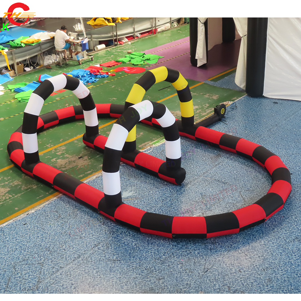 wholesale 15mLx8mWx2mH (50x26x6.5ft) Free Ship Outdoor Activities Inflatable Gokart Racing Track Game Toys Didi car Bumber balls race arena for sale