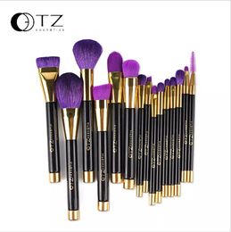 Groothandel 15 stks make-up borstels sets synthetisch haar make-up borstels gereedschap cosmetische borstel professionele stichting borstel kits paars gratis shipp