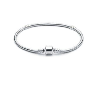 Vente en gros 16-21 cm 925 bracelet plaqué argent 3 mm fermoir chaîne serpent perles européennes pour bracelet Pandora perles de charme bracelet bijoux bricolage