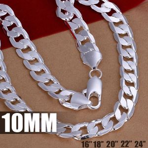 Vente en gros 16-24 pouces 10mm Largeur Silver Man Bijoux Mode Hommes Collier Solide Snake Chain Cadeau Sacs Livraison Gratuite