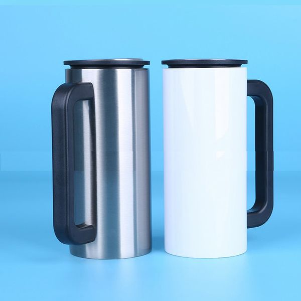 Vente en gros de 16oz 450ml Tumbler Blanc Ventilateur de chaleur vierge Imprimer Tasse à café de bière Isolée sous vide Sublimation boire des gobelets d'eau potable