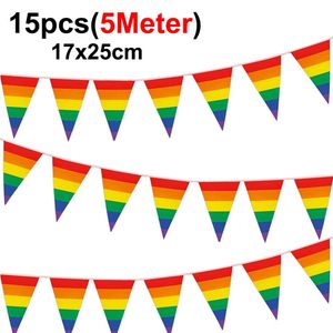 Drapeaux arc-en-ciel en gros de 17x25cm drapeaux suspendus de bannière de fanion coloré