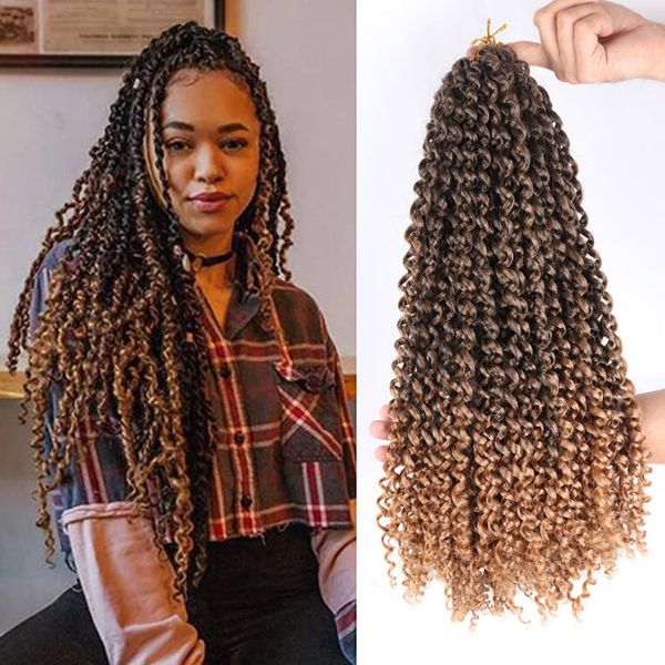 Vente en gros 18 pouces vague d'eau tresse synthétique cheveux couleur unie tressage cheveux nouvelle Passion torsion synthétique Crochet tresses