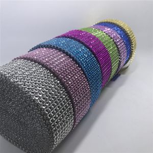 Gros-19 Couleurs pour le Choix 10Yards 8Rows DIAMOND MESH WRAP ROLL SPARKLE RHINESTONE Cristal Ruban De Noce Décoration De Gâteau