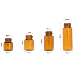 Groothandel 1 ml 2 ml 3 ml 5 ml Mini Amber Glass Verpakkingsflessen Essentiële oliefles Opening reductiekap Deksels Bruine glazen flesjes potten Jar Quality