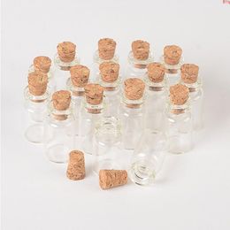 Venta al por mayor de 1 ml Mini frascos de botellas de vidrio con corcho Vacío Tiny Frascos de botellas transparentes 13 * 24 * 6 mm 100 unids / lote buena cantidad Upovu