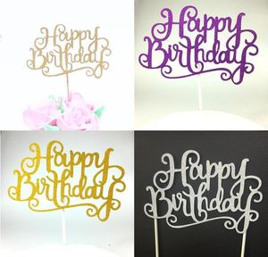 OTROS SUMINISTROS DE FIESTA FESTIVO AL POR MAYOR- MÁS AL POR MAYOR- 1 UNIDA DE PORTE CREATIVA Topper Feliz cumpleaños Banderas Solo Stick para la decoración para hornear para la familia Sujecito