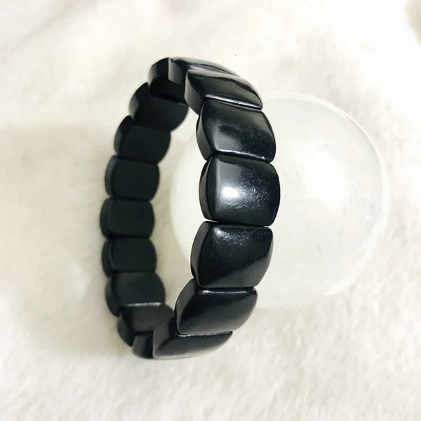 Bracelet en shungite 100 naturelle de russie, 1 pièce, bijoux en pierre précieuse de guérison, riche en fullerènes, vente en gros, 240105