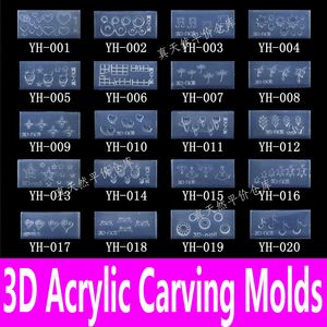 Groothandel-1piece 3D Acrylic Nail Carving Mold Nail Art Template in 139 Designs Patroon Decoratie DIY Silicon Gel voor Stickers Groothandel