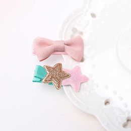 Groothandel - 1Set = 2 stks Leuke Stijl Haaraccessoires Nieuwe Shiny Star Baby Accessoires Meisjes Bloem Boog Haarspelden Kids Hoofdtijden Haarklem