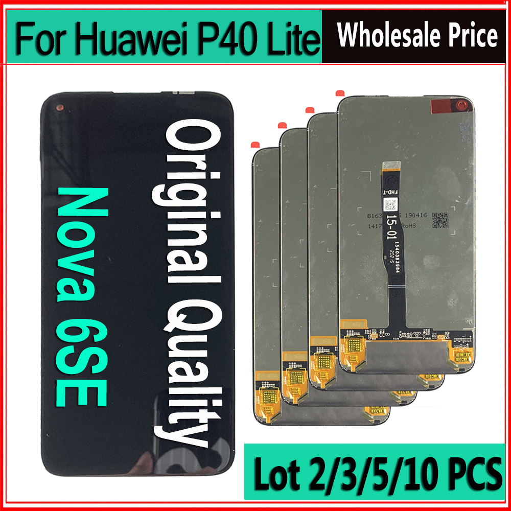 卸売2/3/5/10ピース/ロットLCD HUAWEI P40 LITE LCDディスプレイタッチスクリーンNOVA 6SEディスプレイのデジタイザーアセンブリ