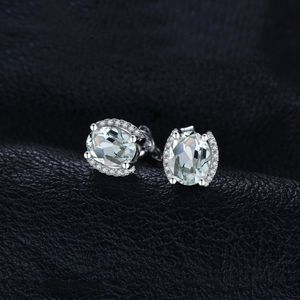 Groothandel-2.45CT ovale natuurlijke groene amethys stud oorbellen voor vrouwen mode 925 sterling zilveren bedel fijne sieraden y18110110