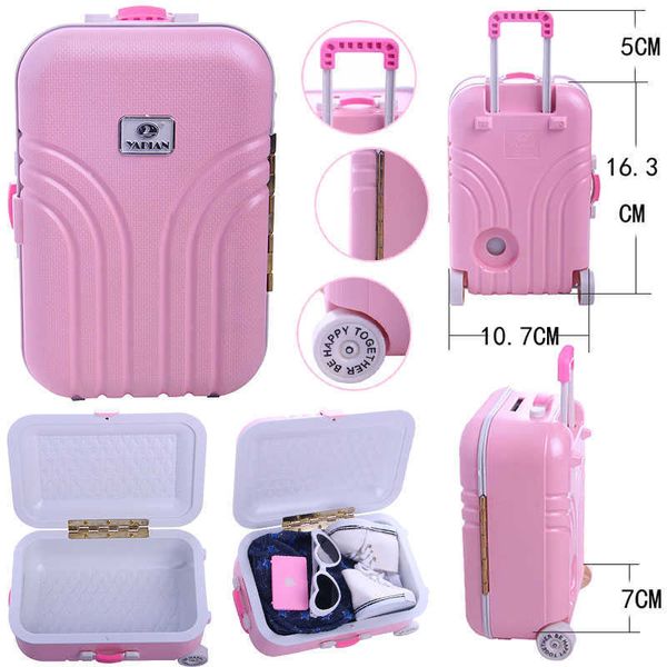 Tirelire valise 2 couleurs pour fille américaine de 18 pouces, accessoires de 43 CM, vêtements de poupée bébé né, vente en gros