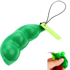 Gros-2 pcs Magique Extrusion Pois Haricot Soja Edamame Anti-Stress Jouet Porte-clés Détendez-vous Porte-clés Cadeau S38