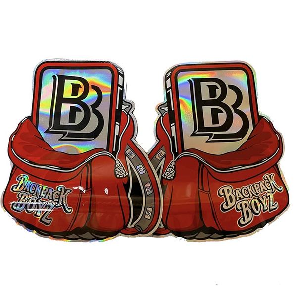 Venta al por mayor 2 estilos Mochila Paquetes Boyz Bolsas Holograma Cremallera con forma única Flores Caramelo Gomitas Bolsa Mylar Baggie