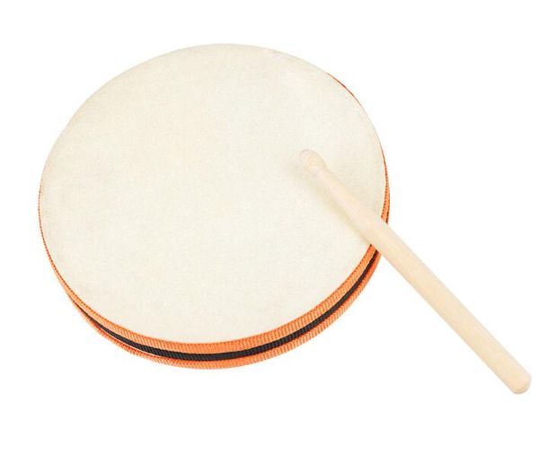 Tambour à main en bois 20x20CM, double tête avec bâton de tambour, jouet éducatif musical à Percussion, Instrument de musique pour fête KTV, Festival pour enfants en bas âge, cadeau de noël