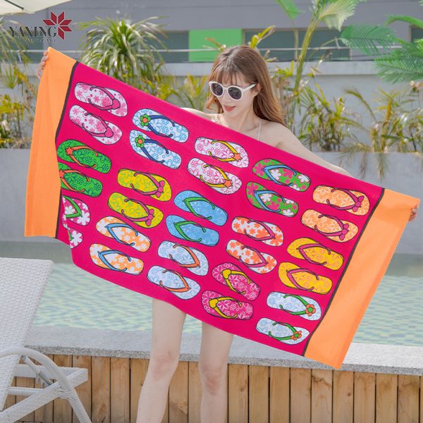 Vente en gros 20 Styles Serviette de plage d'été Flamingo Marine Life Dolphin Print Serviettes de bain en microfibre super absorbant avec éponge fine et délicate 250gsm