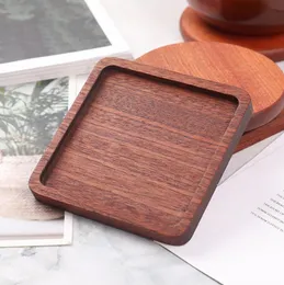 Vente en gros 20 styles de sous-verres en bois de hêtre noyer noir café tasse à thé tapis naturel antidérapant théière boisson outils de bar à la maison napperons en bois durables ronds