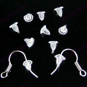 ¡Venta caliente! 2000 unids/lote útil pendientes de plástico transparente blanco tapón trasero 4mm accesorios de pendientes DIY