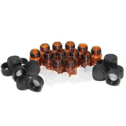 Groothandel 2000 stks/partij 1 ml (1/4 dram) Amber Glazen Fles Essentiële Olie parfum monster buizen Fles met Plug en caps LL