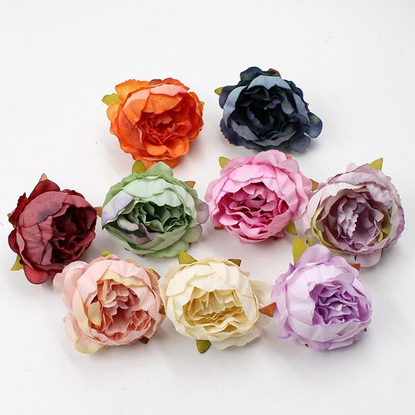 Wholesale 200pcs charmant petite soie pivoine pivoine fleur tête de mariage décoration simulation artificielle Soie pivoine camélia rose fleur mur