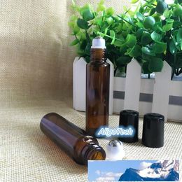 Groothandel 200 stks lege bruin 15ml glazen roller flessen met roestvrijstalen metalen rol op ballen voor essentiële olie parfum op promotie