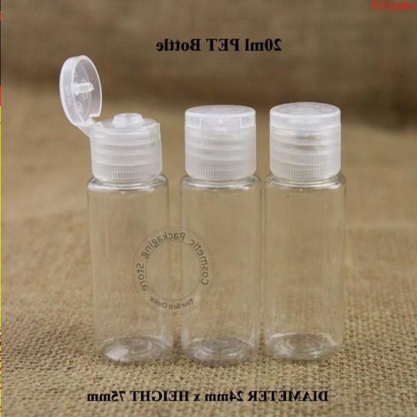 Venta al por mayor 200 unids/lote 20ml botella PET plástico cosmético 2/3OZ contenedor loción vial emulsión tarro tapa de prensa transparente Mini Pothigh quant Tbcf