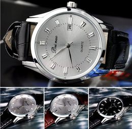 En gros 200 pcs/lot mélange 4 couleurs hommes robe calendrier montre d'affaires mode cuir Beinuo montre WR015