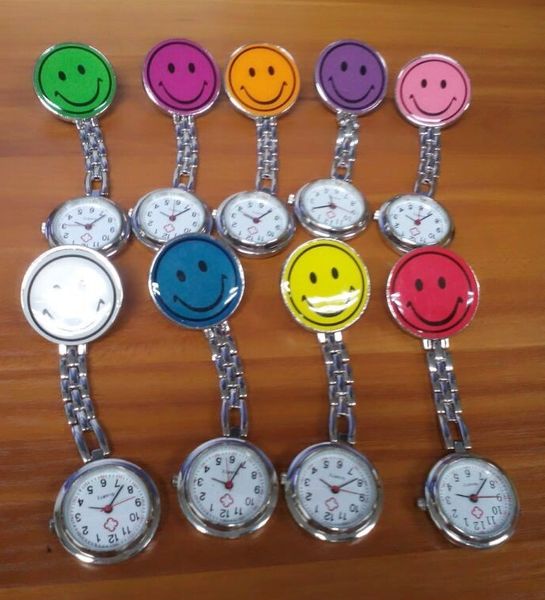 Venta al por mayor 200 unids/lote mezcla 10 colores enfermera nocturna relojes luminosos sonrisa reloj de metal doctor relojes médicos relojes de hierro NW011