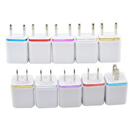 Groothandel 200PS / Lot Kleurrijke 2A + 1A US Plug AC Power Adapter Home Trave Wall 2 Port Dual USB-oplader voor iPhone 4 5 6 Plus voor Samsung HTC