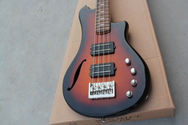 Vente en gros - 2012 Nouvelle arrivée Sunset Stripe F - Hole Semi - Hollow OEM 4 cordes Guitare basse