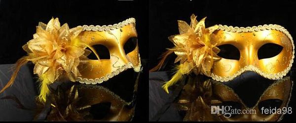 Vente en gros - Hot Women Sexy Hallowmas masque vénitien masques de mascarade avec masque de plumes de fleurs masque de soirée dansante