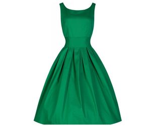 Wholesale-2015 zomer vrouwen hepburn jurken o-hals zwart casual party gewaad rockabilly 50s vintage vestidos plus size 9564