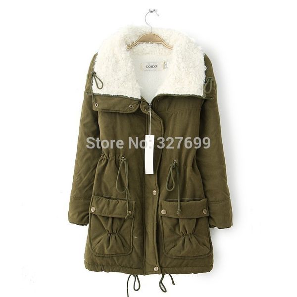 Venta al por mayor- 2015 Invierno Nueva chaqueta de lana bereber Abrigo Ropa de mujer Napka Jaquetas femeninas Chaquetas largas delgadas Parkas Down COAT-2808873