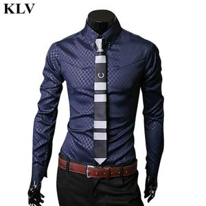 Vente en gros - 2016 Automne Nouvelle Marque De Mode Hommes De Luxe À Manches Longues Tops Chemise Blouse Mâle Slim Fit Laple Affaires Élégant Robe Chemises Oct19