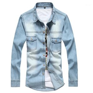 Vestes masculines en gros - 2021 Arrivée Men Jeans Shirt Thin Camisa Fashion Casual for Denim Asian Taille xxl Spring Automn1