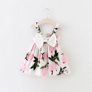 Vente en gros- 2016 New Baby Dress Infant girl robes Lemon Print Baby Girls Clothes Slip Dress Princess Birthday Dress pour Baby Girl