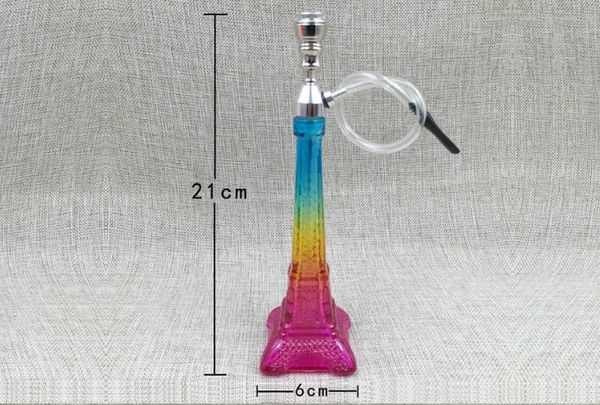 Envío gratuito al por mayor ----- 2016 nuevo filtro de vidrio de arte de la Torre Eiffel Hookah / bong de vidrio, alto 21 cm, entrega aleatoria de color