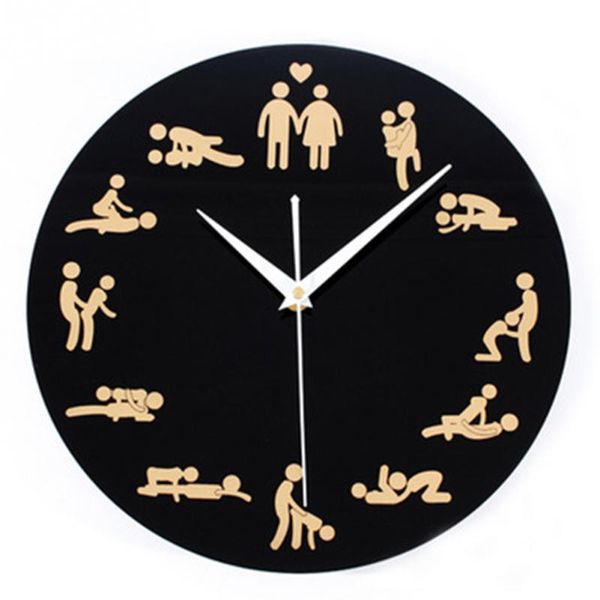 Gros-2016 Nouvelle Horloge Moderne Nouveauté Horloge Murale Silencieuse Pour Amoureux De Mariage Culture Sexuelle Mur Montres Décor À La Maison