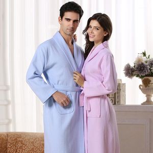 Vêtements de nuit pour femmes en gros- 2021 printemps été article mince coton gaufré peignoir amoureux longue conception robe1