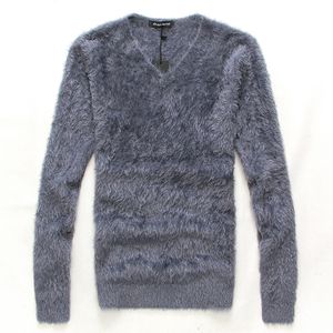Groothandel - 2016 Winter Nieuwe Collectie Herenkleding Mannelijke Mode Slanke V-hals Pullover MOHAIR Trui Bottoming Shirt Mannen Casual Tops M L XL