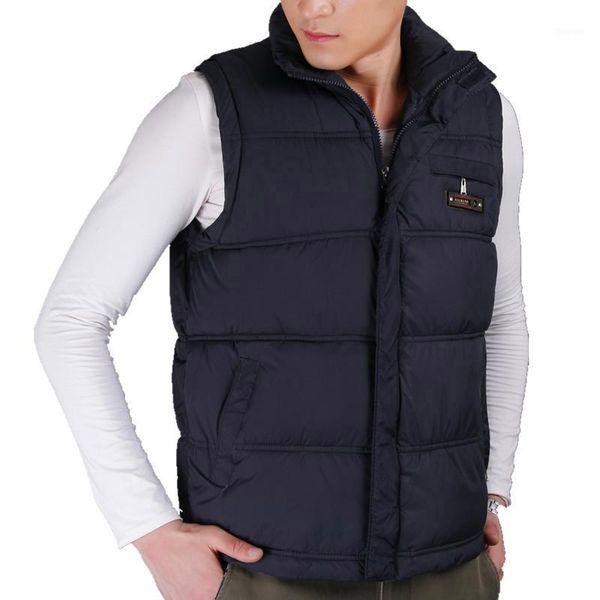 Chalecos de hombre al por mayor-2021 vendedor invierno chaleco de algodón para hombre abrigos cuello mandarín hombres cálido rompevientos chaleco informal de talla grande XL-5XL 4 Colo