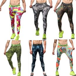 wholesale 2017 Camuflaje compresión elástica apretada deporte de los hombres Pro pantalones de entrenamiento de baloncesto ciclismo correr pantalones de fitness