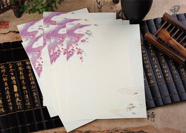 Vente en gros - 2017 Enveloppe 32pcs / lot Nouveau style chinois vintage peinture à l'encre de couleur papier ordinaire lettre beau motif floral écriture Wz