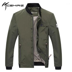 Vestes pour hommes Vente en gros - 2021 Hommes Poches Veste Slim Zipper Solide Manteaux décontractés réguliers Hommes Olive Vert Acemiriz HT-H8211