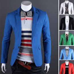 Groothandel - 2017 nieuwe collectie lente luxe blazer jas mode heren pak Korea stijl effen kleur slanke blazer masculino 032909