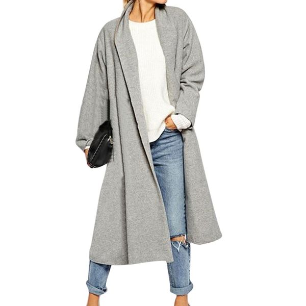 Venta al por mayor- 2017 Nuevo Otoño Invierno Mujer Trench Frontal Abra Frontal Capa Larga Cloa Abrigo Cascada Cardigan Abrigos Mujer Outerwear