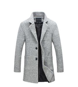 Groothandel - 2017 nieuwe lange trenchcoat mannen windscherm winter mode heren overjas 40% wolkwaliteit dikke warme trenchcoat mannelijke jacks 5XL