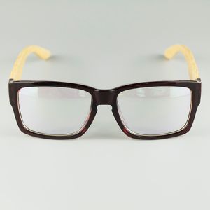 Klassieke rechthoek frame nerd stijl mode optische bril met echte bamboe benen hand gemaakt brillen groothandel